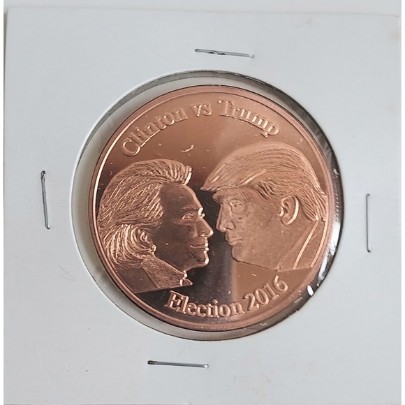 Clinton vs Trump Election 2016 - .999 Fine Copper 1 A.V.D.P. Ounce Coin - Picture 1 of 3